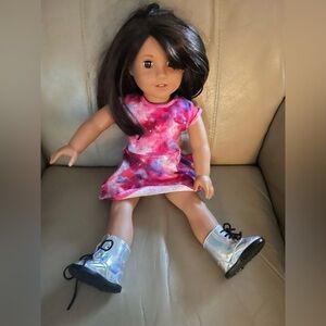 American Girl Doll with Pink Dress and Silver Boots comes either book